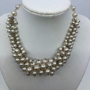 Vtg 1950s MIRIAM HASKELL ? glass faux pearl choker necklace